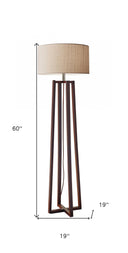 Solid Wood Novelty Floor Lamp With Beige Drum Shade - Brown - HomeRoots - Floor Lamps - Elite Enclave Home