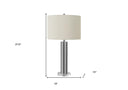 Acrylic Cylinder Table Lamp With Ivory Drum Shade - Silver Metallic - HomeRoots - Table Lamps - Elite Enclave Home