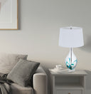 27" Glass Table Lamp With Empire Shade - Clear White