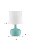 Metal Bedside Table Lamp With White Shade - Blue