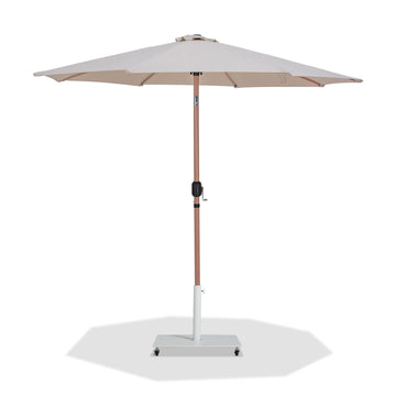 Fiji - Aluminum Patio Umbrella With Square White And Teak Base