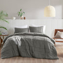 Porter - Queen Soft Washed Pleated Comforter Set - Gray