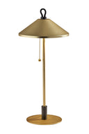 Metal Two Light Candlestick LED Table Lamp With Brass Cone Shade - Black And Gold - HomeRoots - Table Lamps - Elite Enclave Home