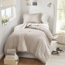 Logan - Twin/Twin Long Striped Comforter Set - Neutral