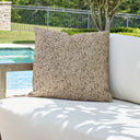 Uttermost Alternative Outdoor Pillow – taupe & amber woven chenille in Sunbrella fabric with invisible zipper 