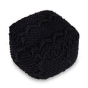 Cotton Blend Pouf Ottoman - Black