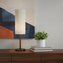 Solid Wood Standard Table Lamp With Beige Shade - Walnut - HomeRoots - Table Lamps - Elite Enclave Home