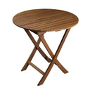 Rounded Solid Wood Folding Outdoor Side Table - Brown