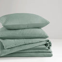 Mina - King/California King Waffle Weave Textured Comforter Set - Sage Green