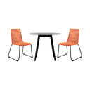 3 Piece Round Stone Dining Set With Two Chairs - Gray And Orange
