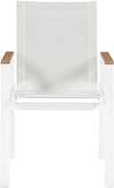 Nizuc - Outdoor Patio Dining Arm Chair With White Frame And Natural Arms (Set of 2)