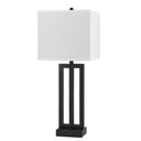 Metal USB Table Lamp With White Shade - Black - HomeRoots - Table Lamps - Elite Enclave Home
