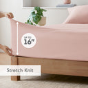 Blend Jersey Knit - 4 Piece Queen All Season Sheet Set - Blush