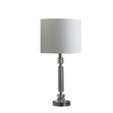 Crystal Column With White Drum Shade Table Lamp - Silver