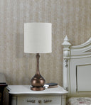 Metal Round Table Lamp With White Drum Shade - Rust - HomeRoots - Table Lamps - Elite Enclave Home
