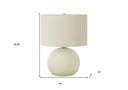 18" Ceramic Round Table Lamp With Drum Shade - Cream - HomeRoots - Table Lamps - Elite Enclave Home