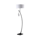 Dual Arc Floor Lamp With White Drum Shade - Matte Black - HomeRoots - Floor Lamps - Elite Enclave Home