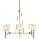 Elegenza - 6 - Light Chandelier With Fabric Drum Shades - Antique Gold - Hampton Hill - Chandeliers - Elite Enclave Home