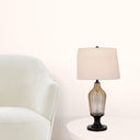 Glass Table Lamp With White Empire Shade - Bronze