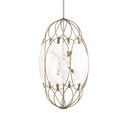 Valencia - 6 Light Glass Panel Pendant - Gold / White