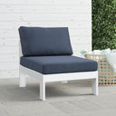 Nizuc Outdoor Armless Chair – white aluminum frame with waterproof fabric cushions