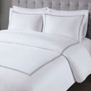 500 Thread Count Luxury - Full Sateen Embroidered Duvet Cover Set - White / Gray