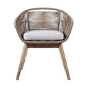 Wood Solid Wood Outdoor Dining Chair With Gray Cushion - Gray And Natural