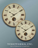 Uttermost Harrison Gray 23" Wall Clock – Beige – weathered laminated face with brass center components and internal pendulum