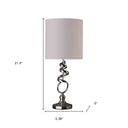 Bedside Table Lamp With Off - White Drum Shade - Nickel - HomeRoots - Table Lamps - Elite Enclave Home
