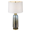 Glass Table Lamp With White Empire Shade - Steel Blue