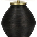 Concrete Round Table Lamp With Ivory Drum Shade - Black And Gold - HomeRoots - Table Lamps - Elite Enclave Home