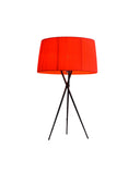 Metal Tripod Table Lamp With Red Empire Shade - Black