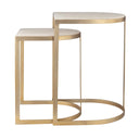 Lindon - Travertine Nesting Tables Set - Gold / White - Uttermost - Nesting Tables- Elite Enclave Home