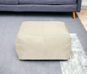 Leather Pouf Ottoman - Ivory