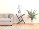 Metal Gourd Table Lamp With White Tapered Drum Shade - Silver