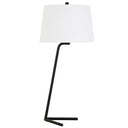 13" x 13" x 28" Metal Table Lamp With White Drum Shade - Black