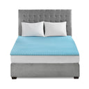 Gel Memory Foam All Season Reversible Hypoallergenic Cooling Mattress Topper - Blue