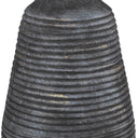 Ceramic Column Lamp With White Drum Shade - Gray And Gold