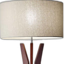 60" Solid Wood Tripod Floor Lamp With Drum Shade - Brown / White - HomeRoots - Floor Lamps - Elite Enclave Home