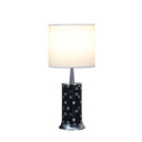 24" Bedside Table Lamp With White Drum Shade - Silver