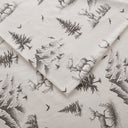 Flannel - 4 Piece Queen Sheet Set - Gray Deer Toile