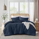 Porter - King Soft Washed Pleated Comforter Set - Navy