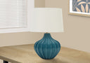 Ceramic Gourd Table Lamp With Cream Empire Shade - Blue - HomeRoots - Table Lamps - Elite Enclave Home