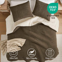 Riordan - 3 Piece King Waffle Knit Comforter Set - Brown