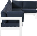 Nizuc - Outdoor Patio 5 Piece Modular Sectional With White Frame - Meridian Furniture - Stationary Sectionals- Elite Enclave Home