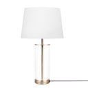 Metal Cylinder USB Table Lamp With Empire Shade - Clear / Gold / White - HomeRoots - Table Lamps - Elite Enclave Home