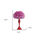 Glam Feather And Red Table Lamp - Hot Pink