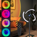 Color Changing LED Rotating Head Floor Lamp - Black - HomeRoots - Floor Lamps - Elite Enclave Home