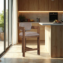 Sacha - Velvet Stool With Brown Base - Meridian Furniture - Counter Height (24" - 27") - Elite Enclave Home