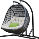 Aluminum Indoor Outdoor Swing Chair With Beige Cushion - Beige And Black